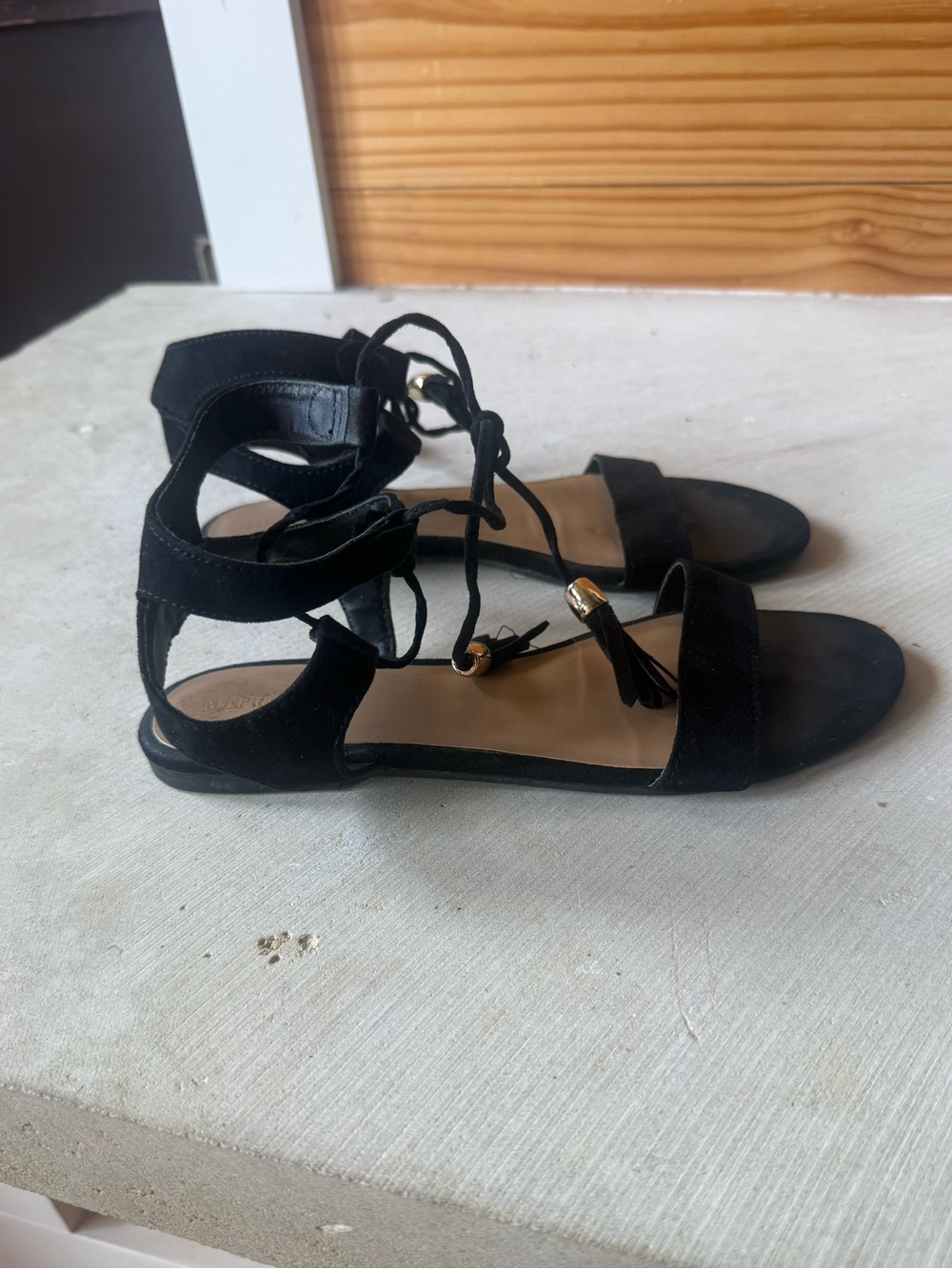 Merona Black Lace-Up Gladiator Sandals with Tassels
